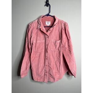 American Eagle Coral Corduroy Button Up Medium